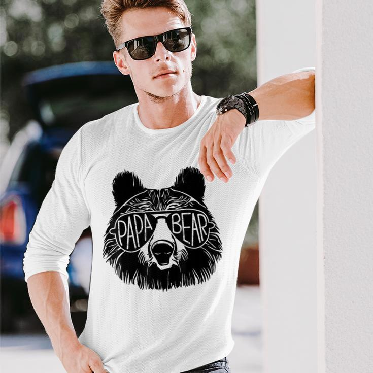 Papa Bear Face Sunglasses Papa Bear Lover Father's Day Long Sleeve T-Shirt Gifts for Him