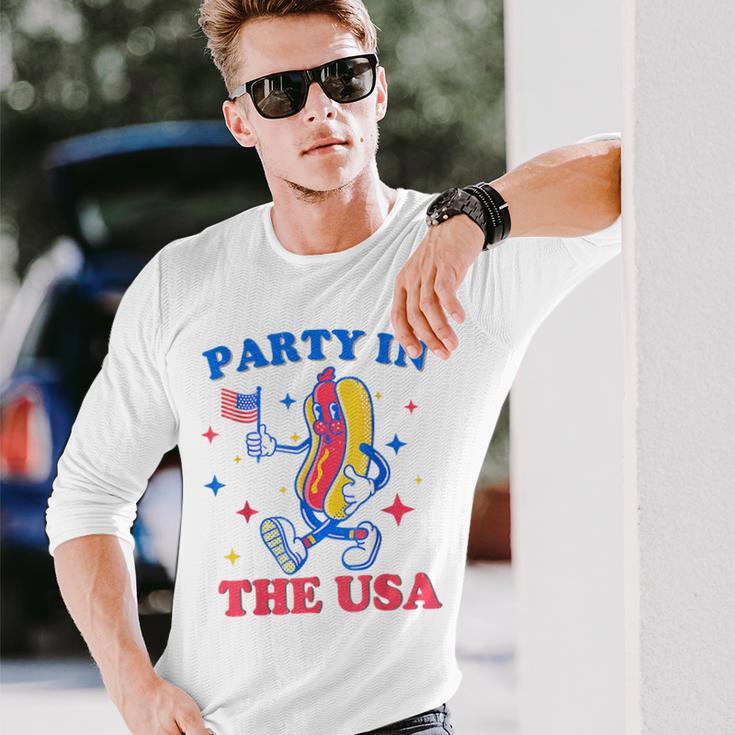 Party In The Usa Hot Dog Lover Usa 4Th Of July Long Sleeve T-Shirt Gifts for Him