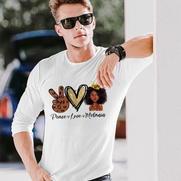 Peace Love Melanin Sugar Afro Black Brown Girls Pride Long Sleeve T-Shirt Gifts for Him