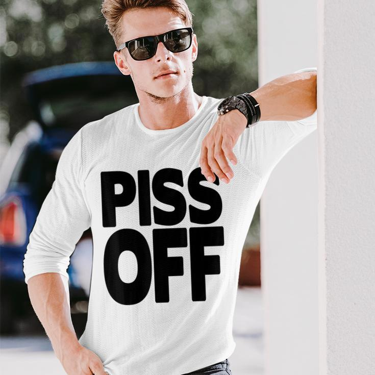 Piss Off Graphic Go Away Yeah Right Black Letters Long Sleeve T-Shirt Gifts for Him