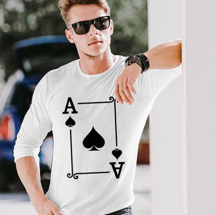Playing Cards Costume Ace Spades Card Ace Card Long Sleeve T-Shirt Gifts for Him