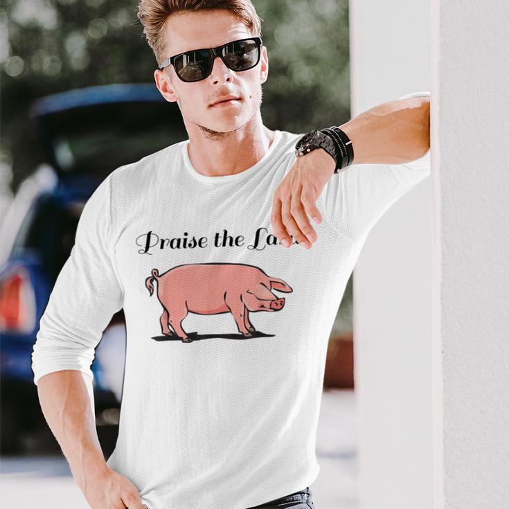 Praise The Lard Barbecue Bacon Lover Long Sleeve T-Shirt Gifts for Him