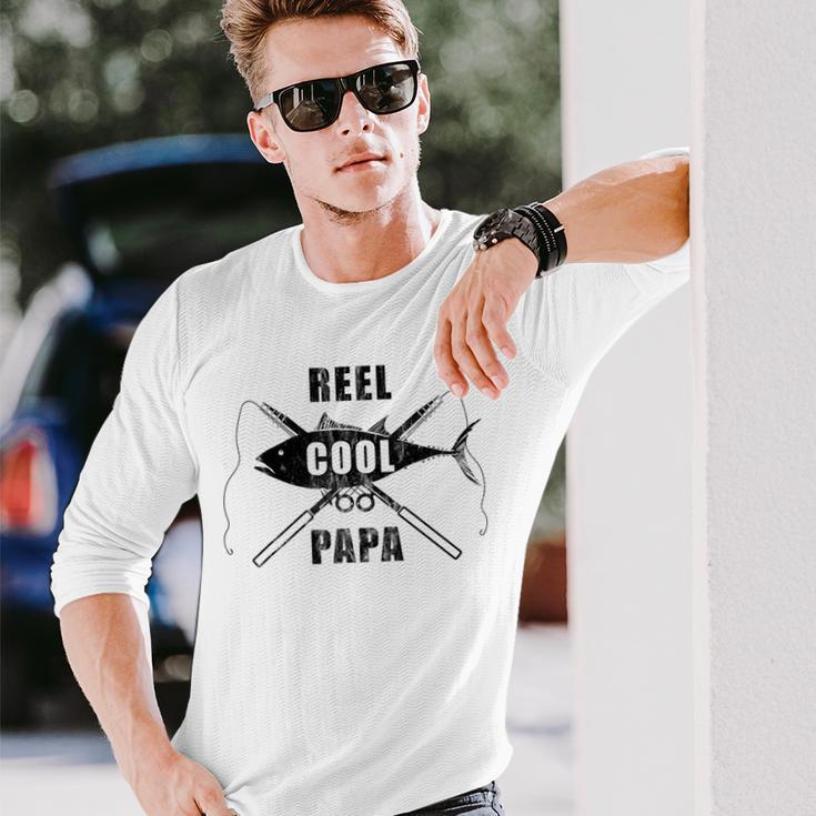 Reel Cool Papa Fishing Vintage Black Long Sleeve T-Shirt Gifts for Him