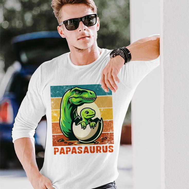 Retro Papasaurusatertag Bester Papa T-Rex Papa Dinosaur Langarmshirts Geschenke für Ihn