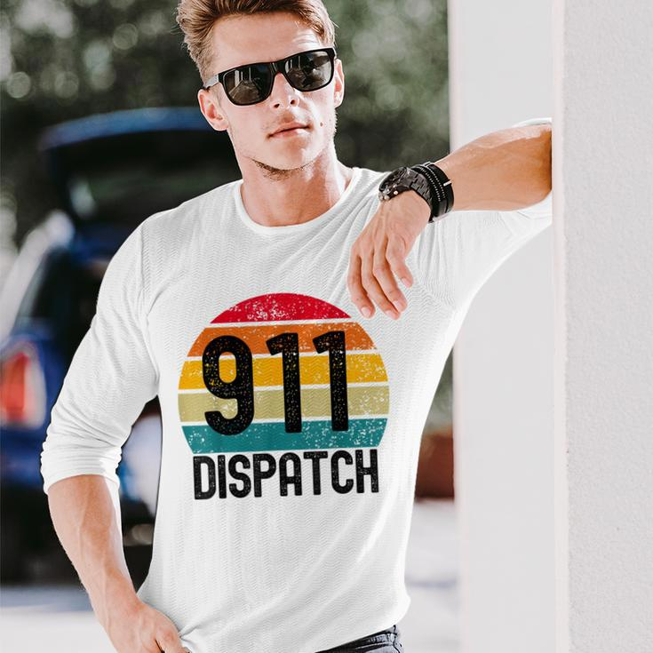 Retro Vintage 911 Dispatcher Ems Fire Dispatch Long Sleeve T-Shirt Gifts for Him