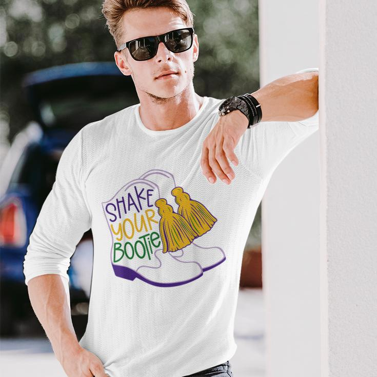 Shake Your Bootie Mardi Gras Bead Boot Carnival Celebration Long Sleeve T-Shirt Gifts for Him