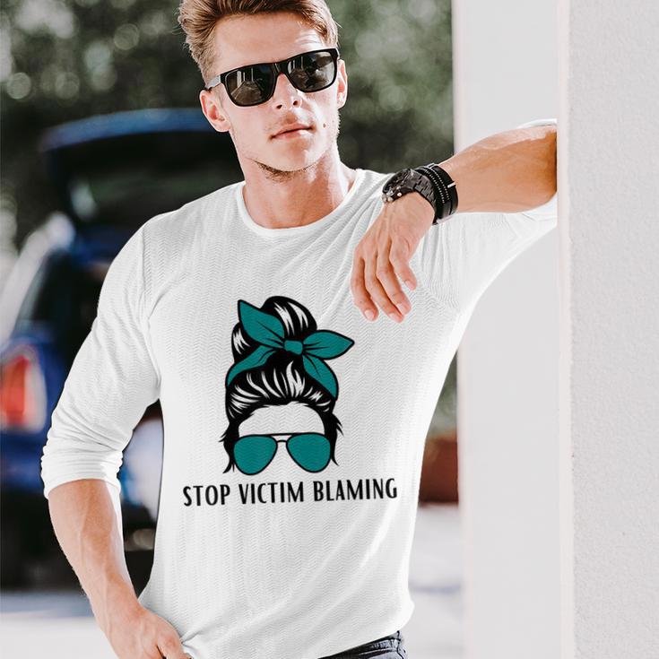 Stop Victim Blaming Sexual Assault Awareness Month Long Sleeve T-Shirt Gifts for Him