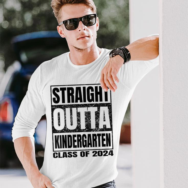 Straight Outta Kindergarten School Class Of 2024 Graduation Long Sleeve T-Shirt Gifts for Him