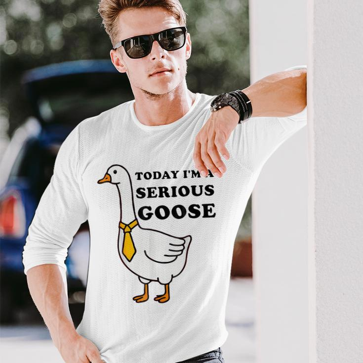 Today I'm A Serious Goose Silliest Goose Meme Goose Bumps Long Sleeve T-Shirt Gifts for Him