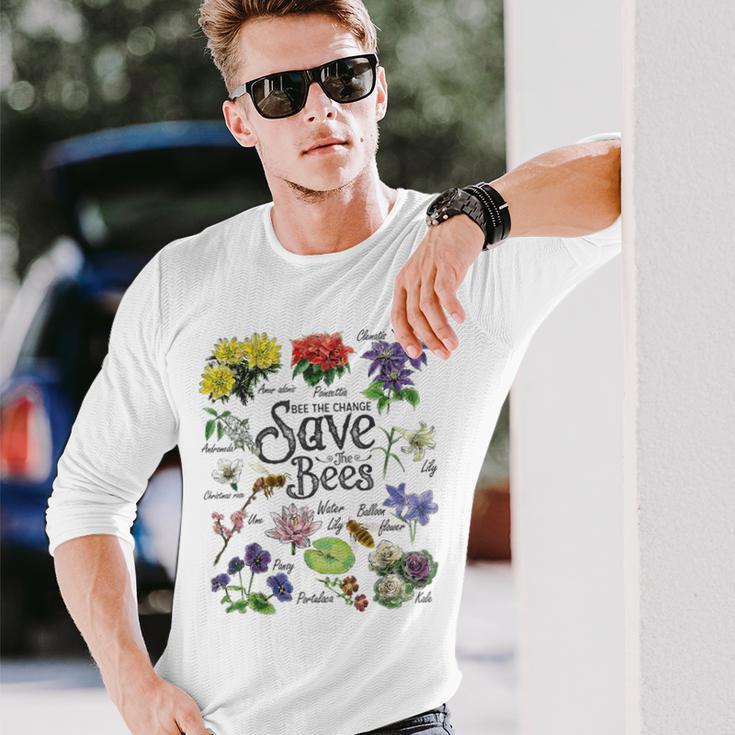 Vintage Botanical Save The Bees Long Sleeve T-Shirt Gifts for Him