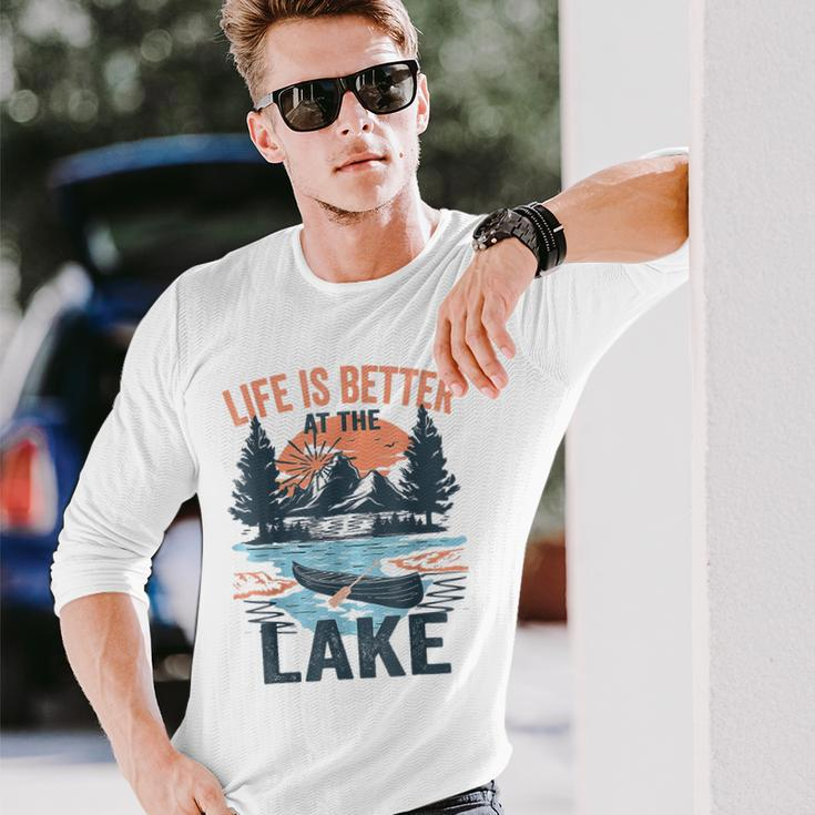 Vintage Retro Life Is Better At The Lake Lake Life Long Sleeve T-Shirt Gifts for Him