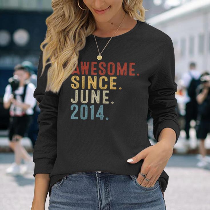 10 Year Old Awesome Since June 2014 10Th Birthday Boy Long Sleeve T-Shirt Gifts for Her