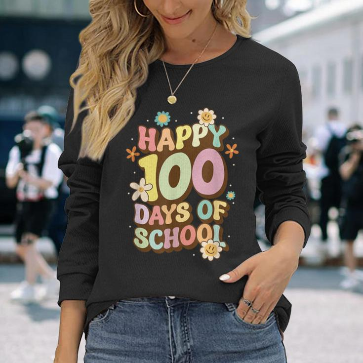 100Th Days Of School Happy 100 Days Of School Long Sleeve T-Shirt Gifts for Her