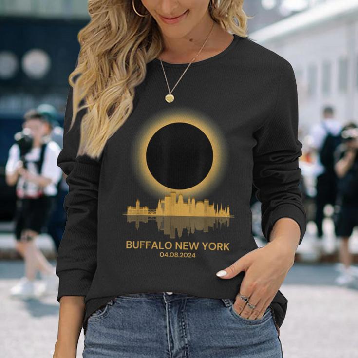 2024 Solar Eclipse Buffalo New York Souvenir Totality Long Sleeve T-Shirt Gifts for Her