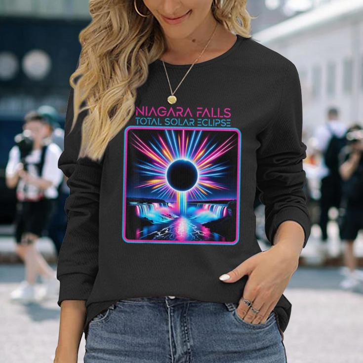 2024 Solar Eclipse Niagara Falls Totality Event Souvenir Long Sleeve T-Shirt Gifts for Her