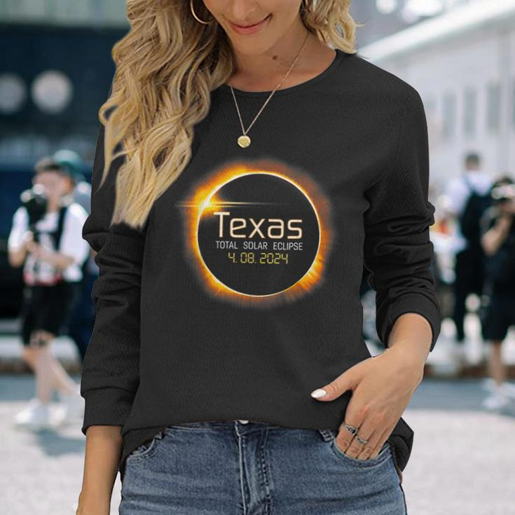 2024 Solar Eclipse Texas Usa Totality Long Sleeve T-Shirt Gifts for Her