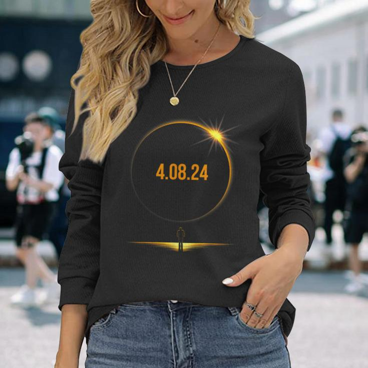 2024 Total Solar Eclipse America Totality April 8 2024 Long Sleeve T-Shirt Gifts for Her