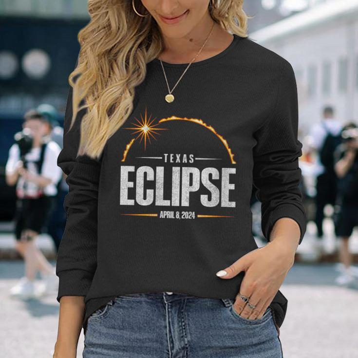 2024 Total Solar Eclipse Texas Total Eclipse 2024 Long Sleeve T-Shirt Gifts for Her
