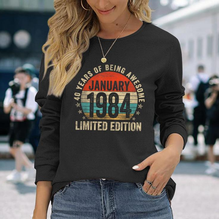 40 Years Old Vintage January 1984 40Th Birthday Retro Long Sleeve T-Shirt Gifts for Her