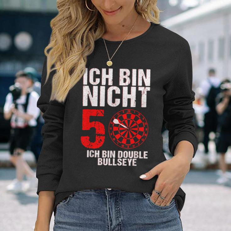 50 Geburtstag Geschenk Lustiges Dart Spruch Double Bullseye Langarmshirts Geschenke für Sie