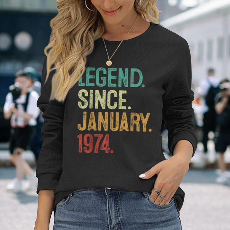 50 Years Old Legend Since January 1974 50Th Birthday Long Sleeve T-Shirt Gifts for Her