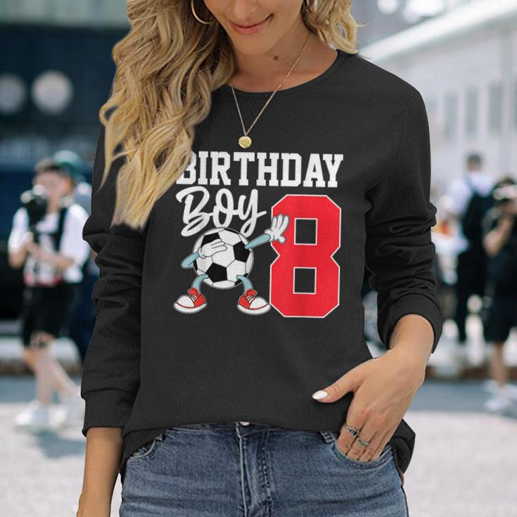 8Th Birthday For Boys Football Soccer Eight Year 8 Old Long Sleeve T-Shirt Gifts for Her