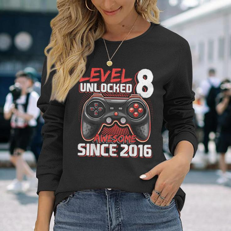 8Th Birthday Gamer 8 Year Old Bday Boy Eight Son Long Sleeve T-Shirt Gifts for Her