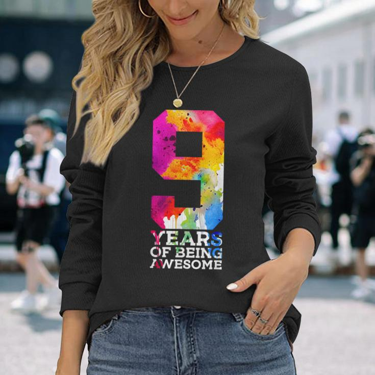 9 Years Of Being Awesome 9Th Birthday Long Sleeve T-Shirt Gifts for Her