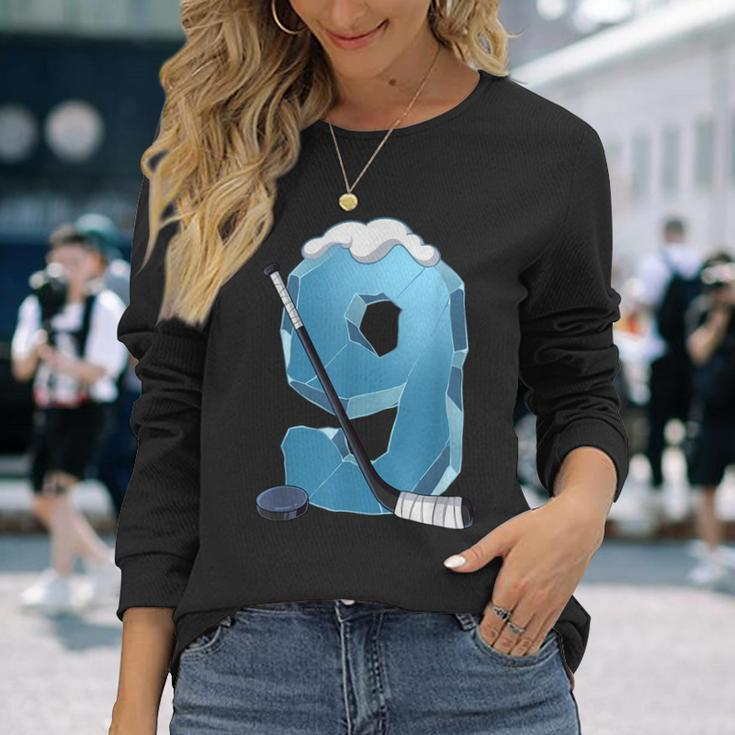 9Th Birthday Ice Hockey Long Sleeve T-Shirt Gifts for Her