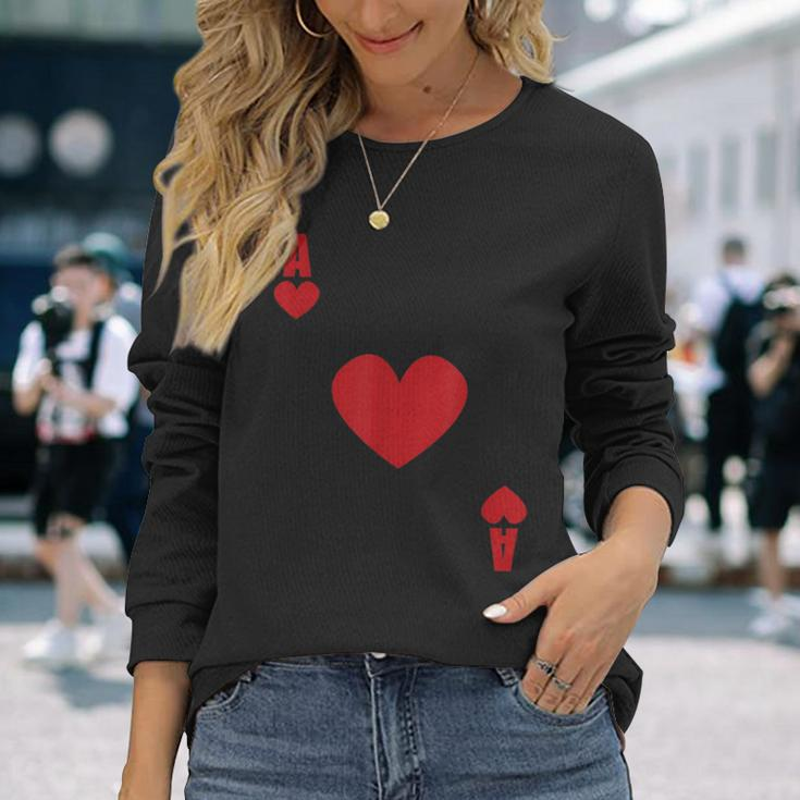 Ace Of Hearts Poker Card Blackjack Texas Holdem Poker Player Long Sleeve T-Shirt Gifts for Her