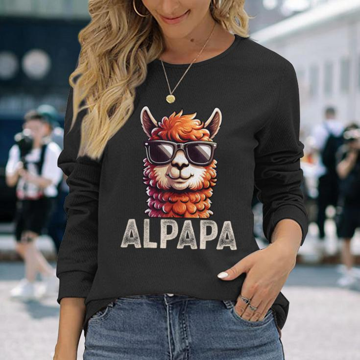 Alpapa Alpaca Lama Father's Day Dad Saying Father's Day Long Sleeve T-Shirt Gifts for Her
