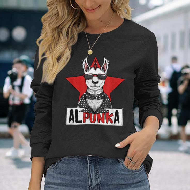 Alpunka Punk Alpaca Lama Punk Rock Rocker Anarchy Langarmshirts Geschenke für Sie