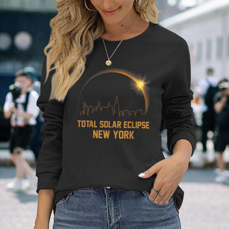 America Totality 2024 New York Total Solar Eclipse 4082024 Long Sleeve T-Shirt Gifts for Her