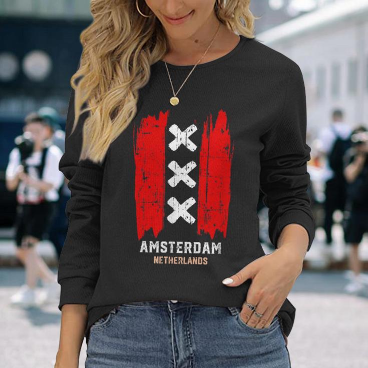 Amsterdam Netherlands Dutch Vintage Langarmshirts Geschenke für Sie