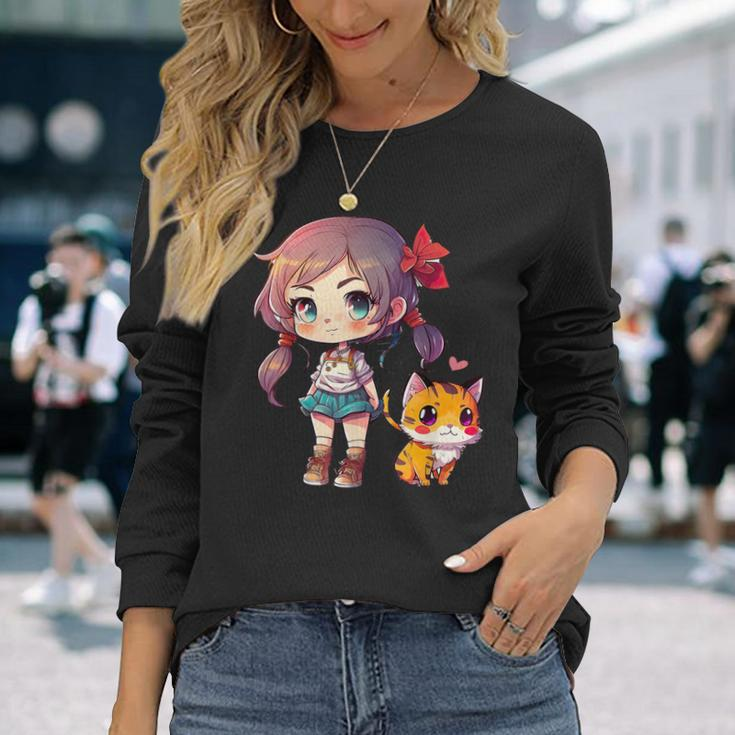 Anime And Cats Lover For N Manga Kawaii Graphic Otaku Long Sleeve T-Shirt Gifts for Her