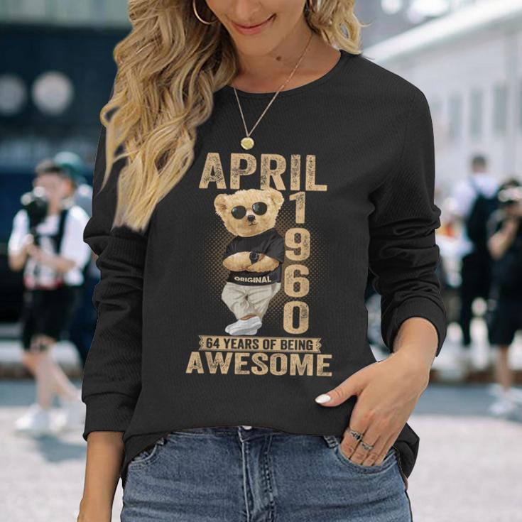 April 1960 64Th Birthday 2024 64 Years Of Being Awesome Long Sleeve T-Shirt Gifts for Her