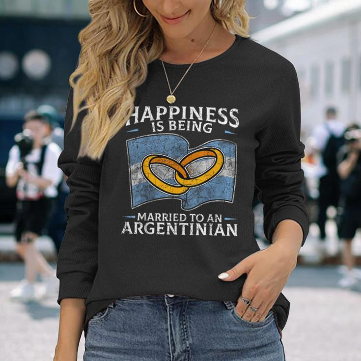 Argentinian Marriage Argentina Roots Heritage Married Long Sleeve T-Shirt Gifts for Her