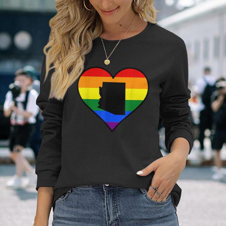 Arizona Gay Pride Heart Long Sleeve T-Shirt Gifts for Her