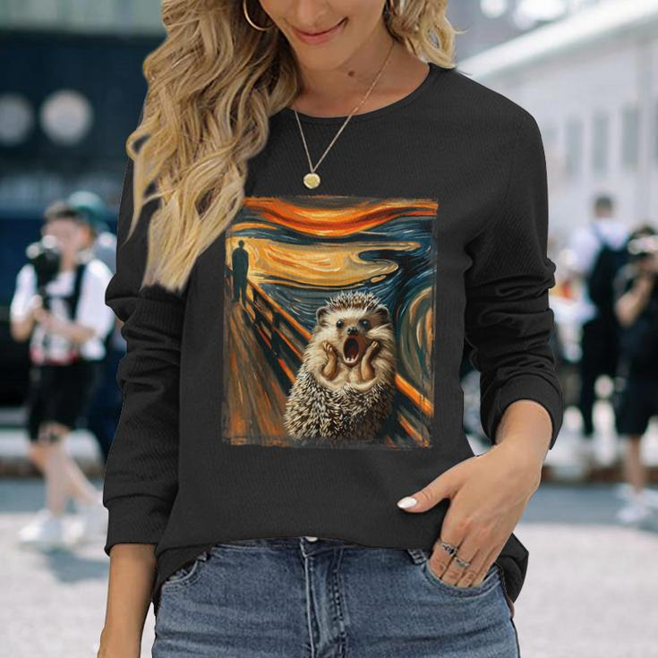 Artsy Scream For Hedgehog Lovers Artistic Hedgehog Long Sleeve T-Shirt Gifts for Her