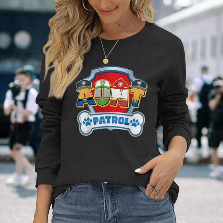 Aunt Of The Birthday Boy Dog Paw Family Decorations Party Long Sleeve T-Shirt Gifts for Her