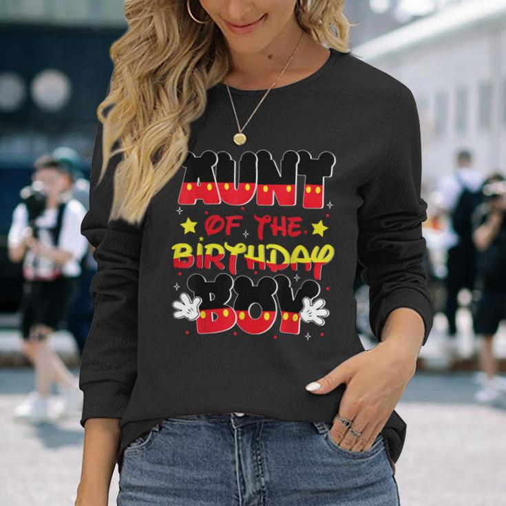 Aunt Of The Birthday Boy Mouse Family Matching Long Sleeve T-Shirt Gifts for Her