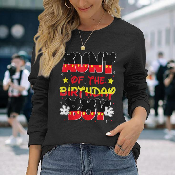 Aunt Of The Birthday Boy Mouse Family Matching Long Sleeve T-Shirt Gifts for Her