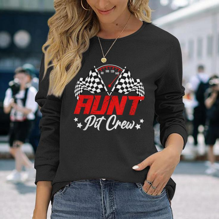 Aunt Pit Crew Birthday Party Race Car Lover Racing Family Long Sleeve T-Shirt Gifts for Her