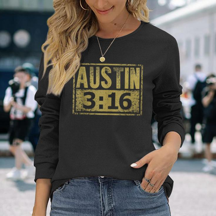 Austin 3 16 Classic American Distressed Vintage Long Sleeve T-Shirt Gifts for Her
