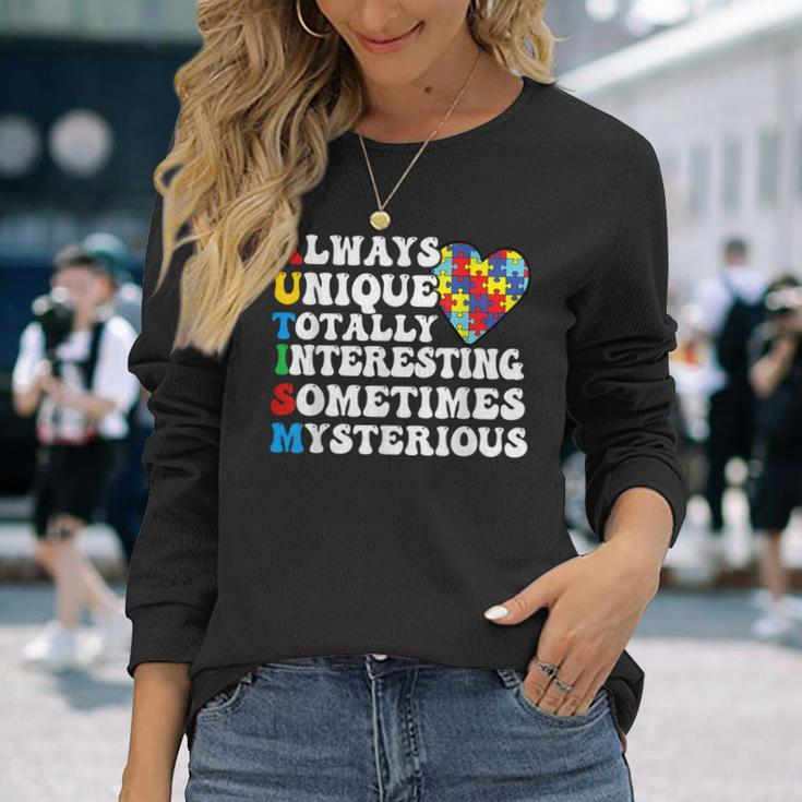 Autism Awareness Support Saying With Puzzle Pieces Long Sleeve T-Shirt Gifts for Her