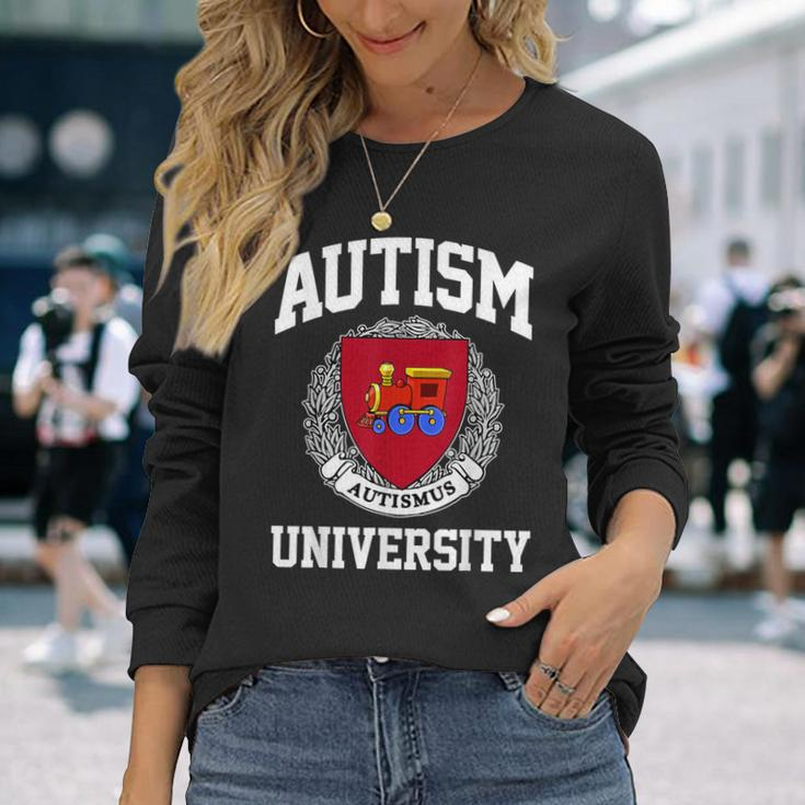 Autism Awareness University Puzzle Pieces Support Autismus Long Sleeve T-Shirt Gifts for Her