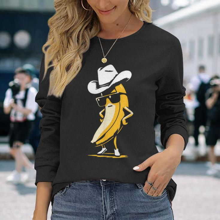 Banana Cowboy Cowgirl Country Western Novelty Banana Long Sleeve T-Shirt Gifts for Her