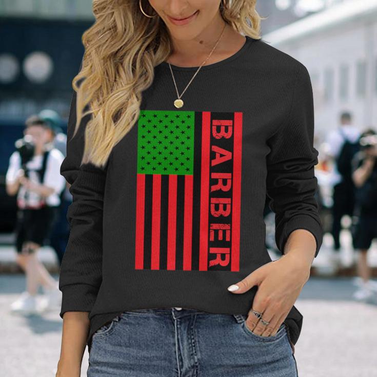 Barber Unia Flag Pan African American Flag Junenth Long Sleeve T-Shirt Gifts for Her