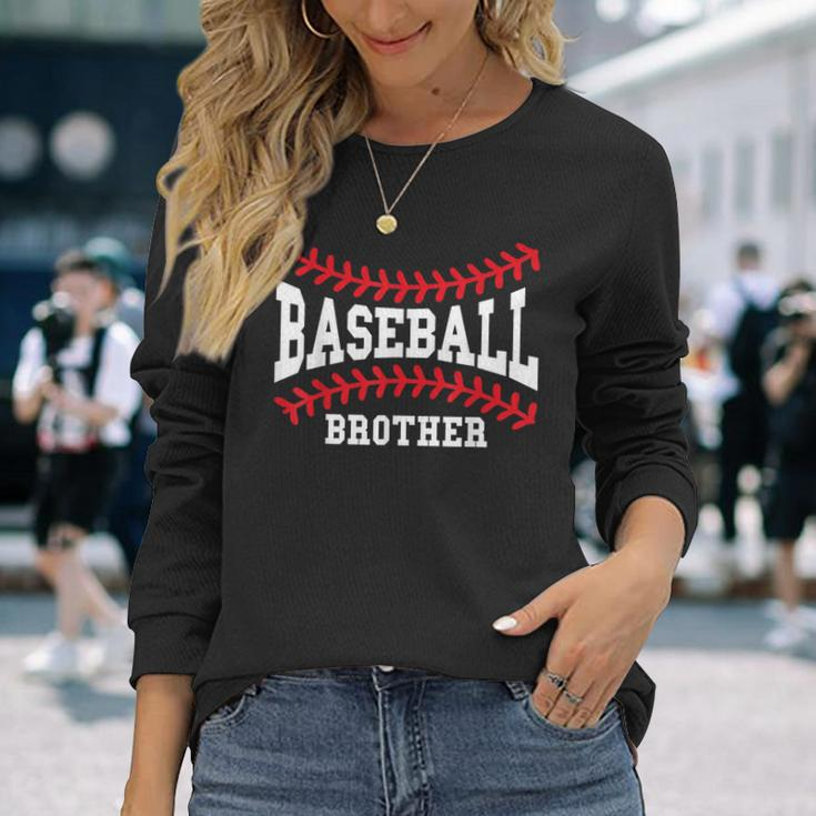 Baseball Brother Laces Little League Big Bro Matching Family Long Sleeve T-Shirt Gifts for Her