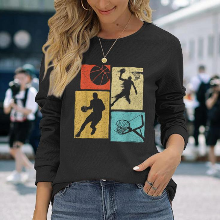 Basketball Players Colorful Ball Hoop Sports Lover Long Sleeve T-Shirt Gifts for Her
